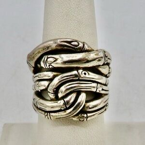 John Hardy 925 Sterling Silver Wide Bamboo Ring Size 7.25 Lot#365